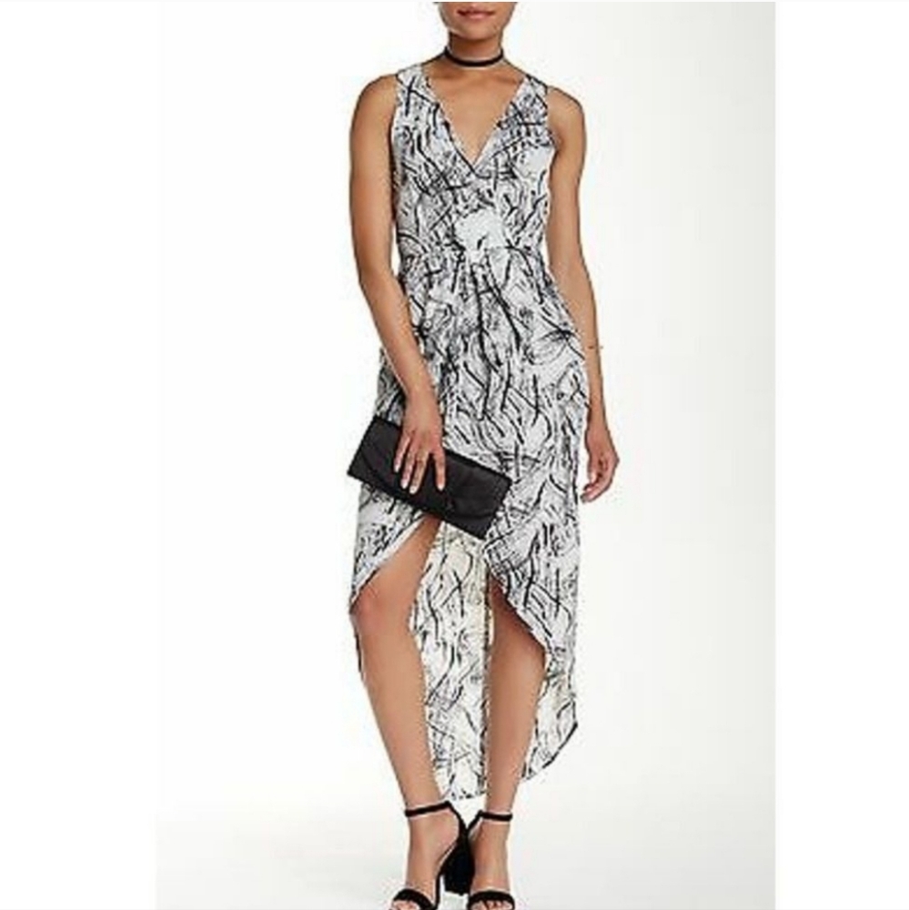 Astr Black and White Asymmetrical Dress